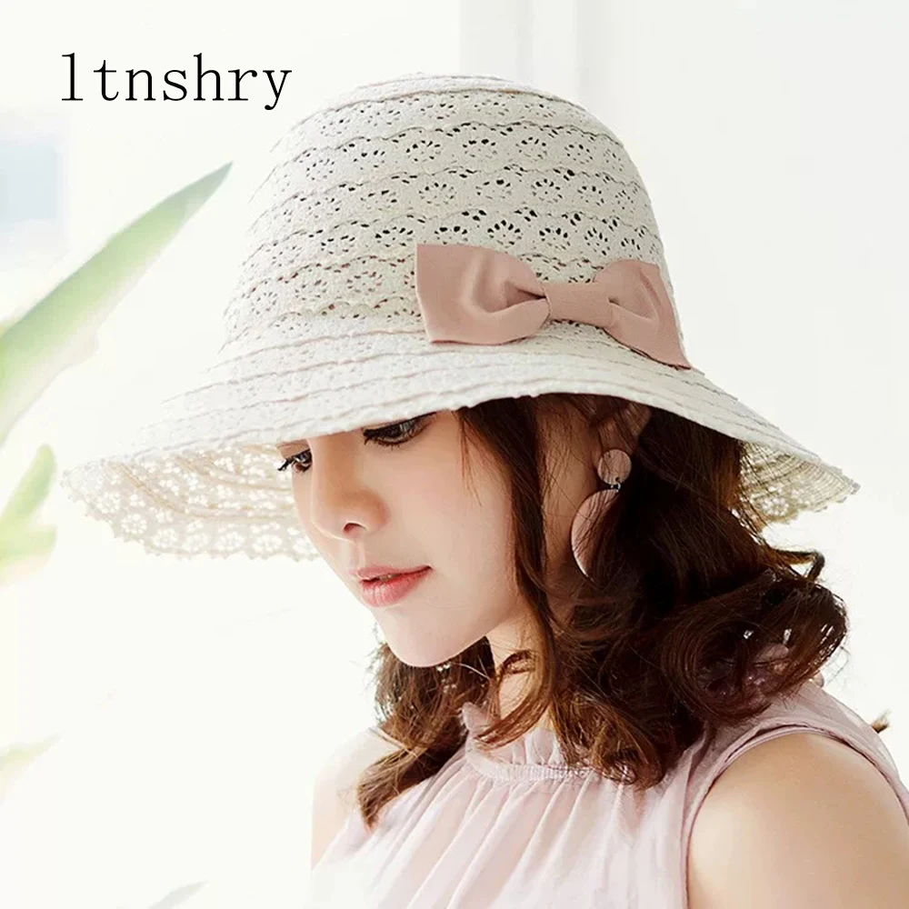 

Fashion women Straw Hat For Ladies Summer Spring Trip Beach Sun Hats bow Women Sun Visor Hat sombreros mujer verano Foldable