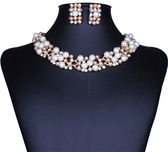Модные бусы Золото чокер воротник ожерелье для женщин новые свадебные аксессуары ожерелья с искусственным жемчугом массивные ювелирные изделия - Окраска металла: F578