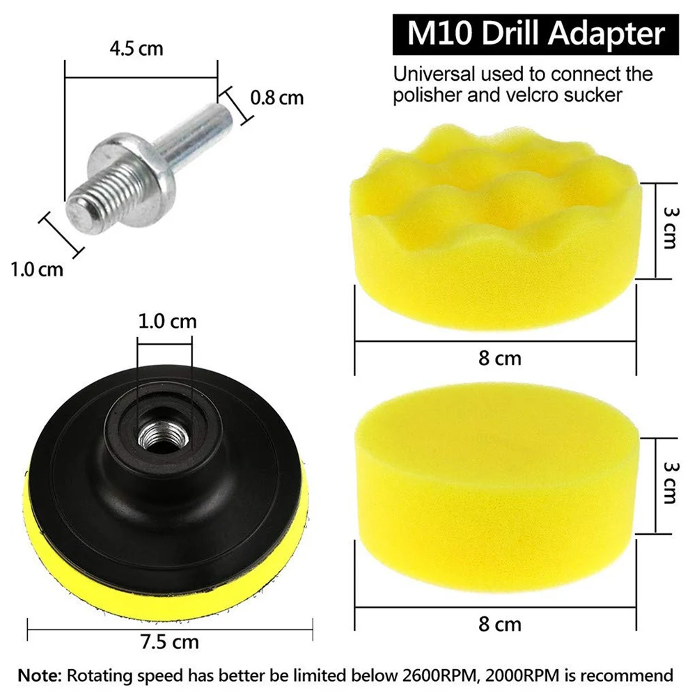 25 шт. 3 дюйма Автомобильная полировальная губка комплект M14 адаптер полировка колодки шерстяные восковые накладки Набор для полировальная машина полировщик