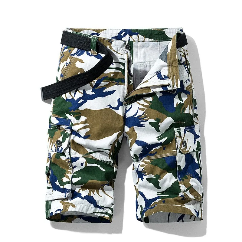 black casual shorts Summer Mens New Camouflage Cargo Shorts Male Casual Loose Korean Concise Zippers Pockets Punk Style Knee Length Vintage Shorts best men's casual shorts