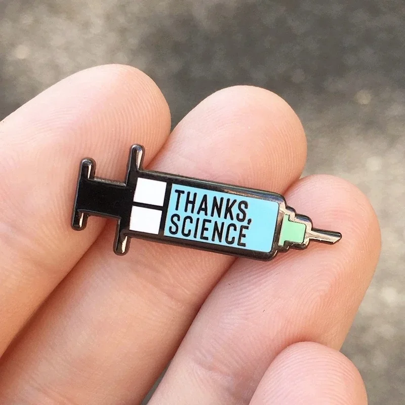New Thanks Scienc Buckle Vaccine Syringe Brooch Pins Enamel Metal Badges Lapel Pin Brooches Jackets Fashion Jewelry Accessories | Украшения