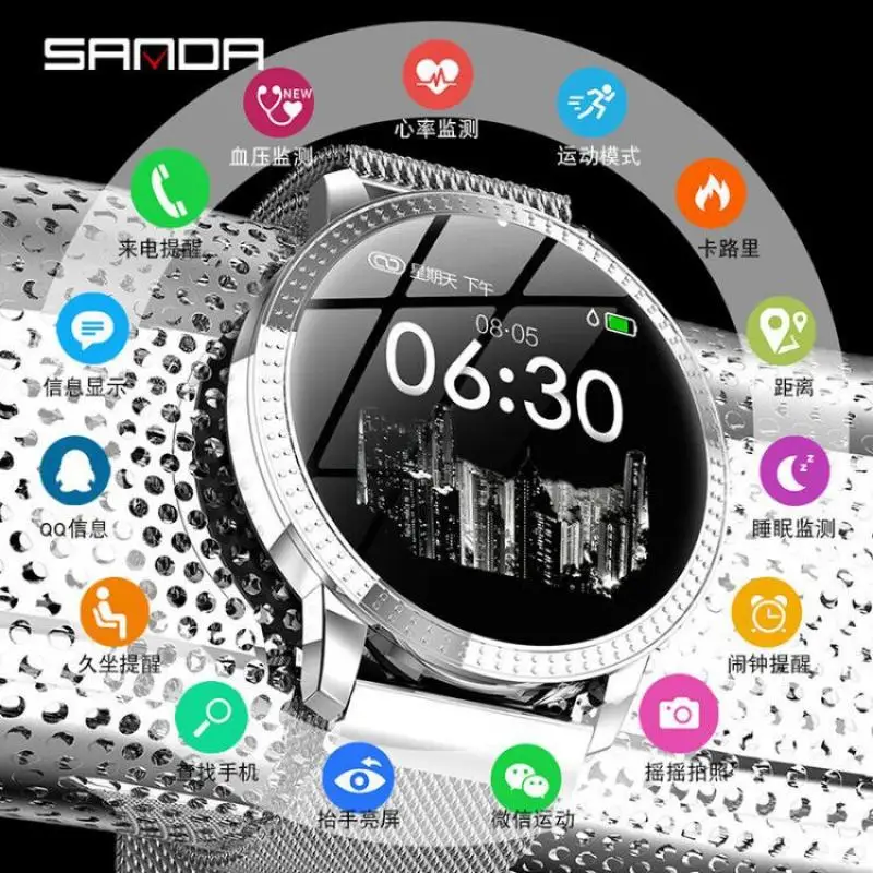 

SANDA CF18 Smart Bracelet Sports Step Heart Rate Blood Pressure Sleep Monitoring Information Remind Color Screen Gift Watch