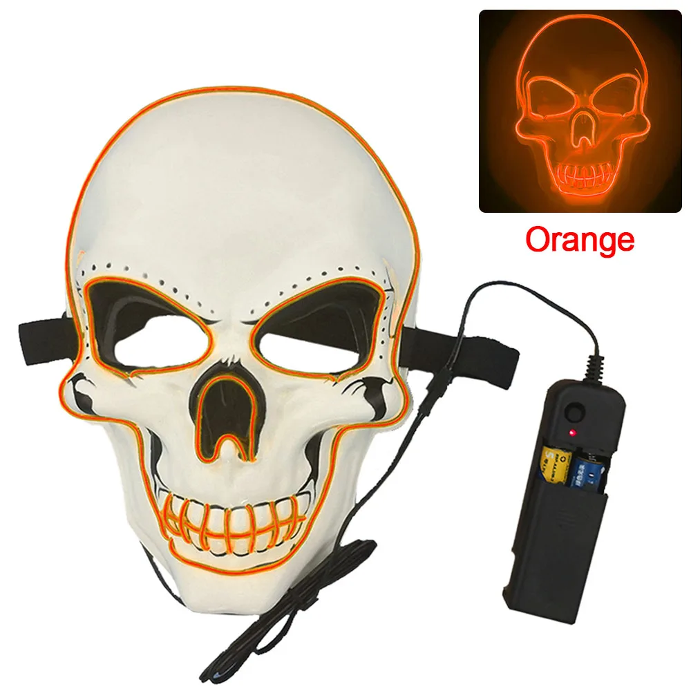Светодиодный светильник на Хэллоуин, Вечерние Маски для косплея, тушь для косплея, тушь для туши, маска ужасов, светящаяся в темноте, цветной ночник - Цвет: Orange 2 mask mask