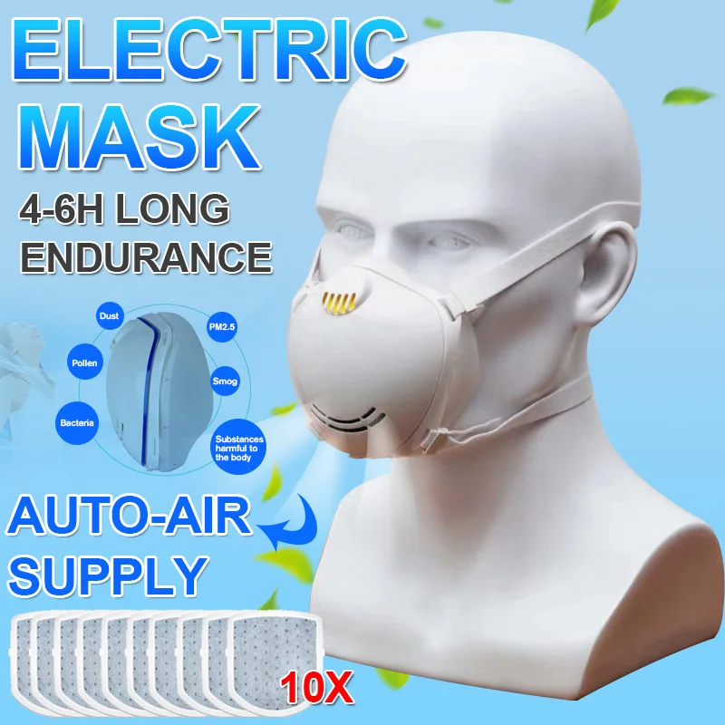 

N95 Mask Electric Protective Mask PM2.5 Anti-Dust Electric Respirator Air Supply Filter Air Purification Haze Proof Face Mask