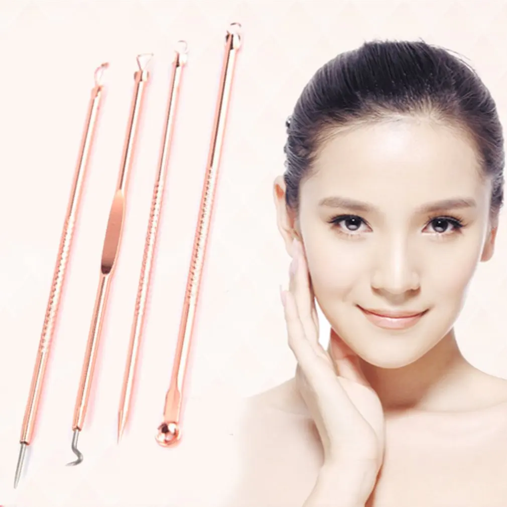 

4Pcs/Set Rose Gold Acne Blackhead Removal Needles Pimple Spot Extractor Cleanser Beauty Face Clean Care Tools