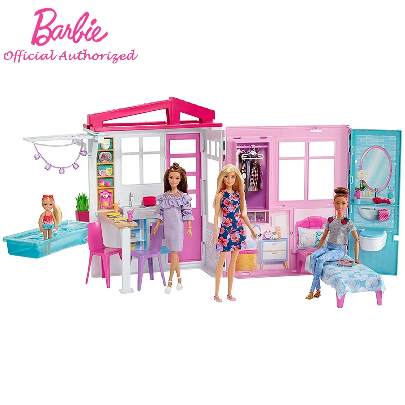 Сияющий праздничный Кукольный дом Барби, набор кукол, аксессуары для принцесс, детские развивающие Игрушки для маленьких девочек, Рождественская подарочная коробка