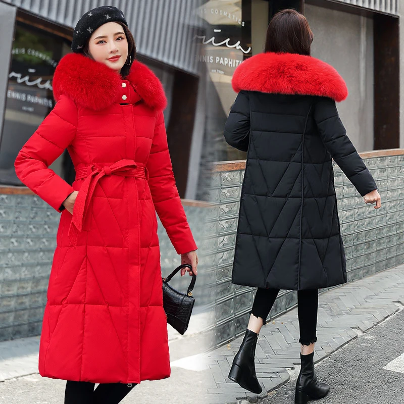 

ISENMAL Women Winter Thick Jacket Wool Liner Parkas Warm Mid-Long Jackets Hooded Parka Cotton Coat Female Two Side Can Wear