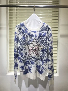 

2020 new ladies fashion long sleeve sexy embroidered cashmere sweater 0918