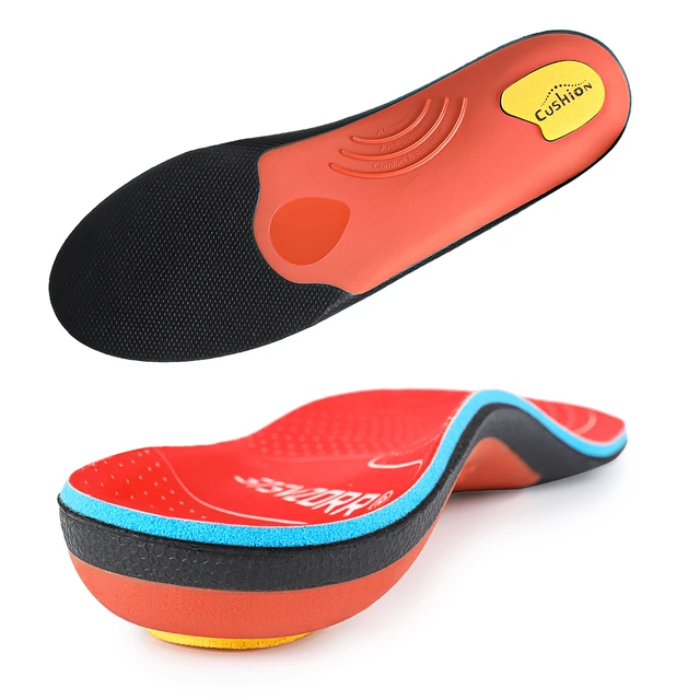 Flat Feet Template Arch Support Orthopedic Insoles,Men Women Plantar Fasciitis Heel Pain Orthotics Insoles Sneakers Shoe Inserts Upgrade Red