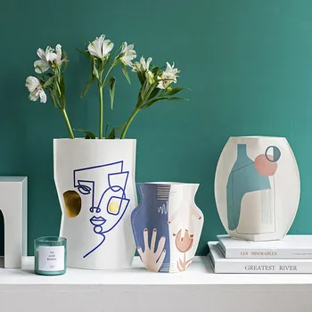 

Nordic Ins Spanish Kraft Paper Vase Floral Dried Flower Vase Modern Art Craft Home Decoration Living Room Birthday Gift