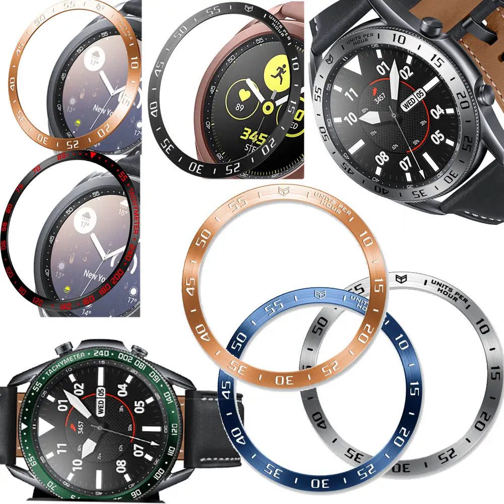 

Stainless Steel smartwatch Cover For Samsung Galaxy Watch 3 45mm 41mm Dial Bezel Ring Adhesive AntiScratch protection metal case