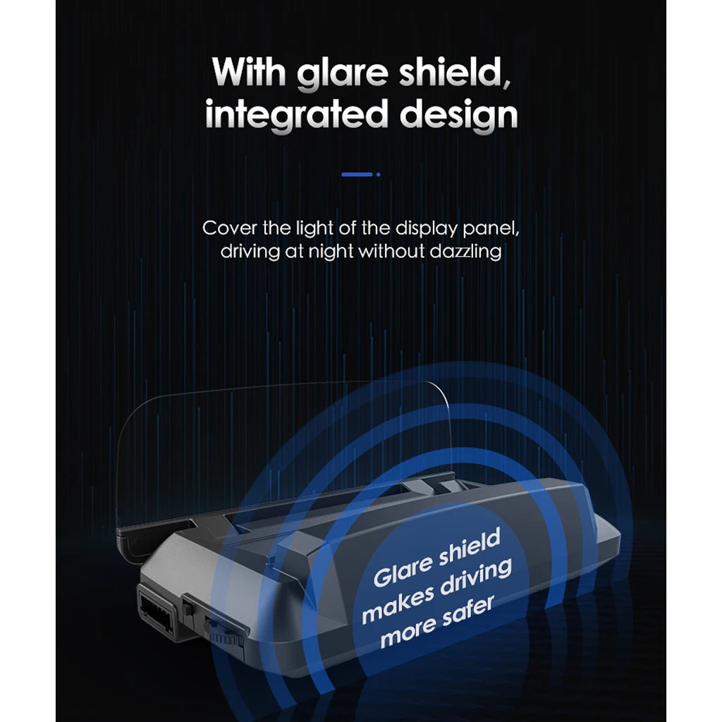 5'' Car HUD 3D Head-Up Display Overspeed/Voltage/RPM Warning Windshield Projector Security Alarm System Universal Auto OBD2 MPH