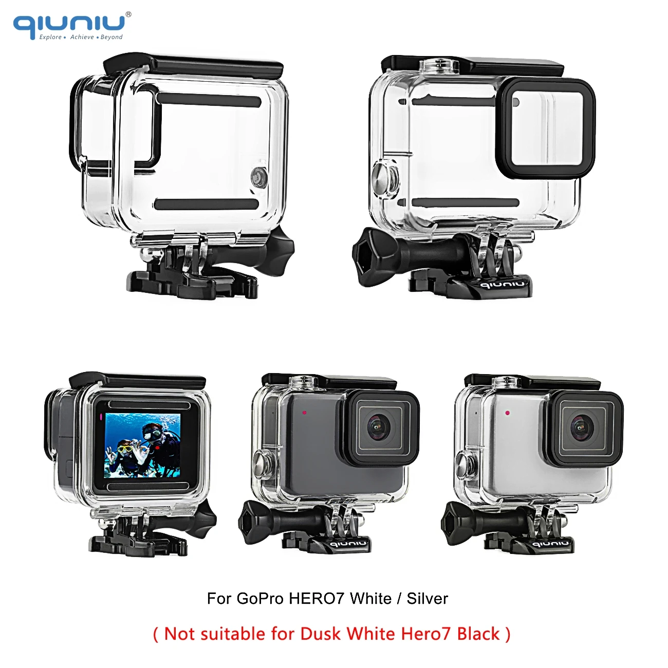 QIUNIU 40 м подводный водонепроницаемый корпус чехол+ набор фильтров для погружения объектива для GoPro Hero 7 серебристый/белый для Go Pro 7 аксессуары