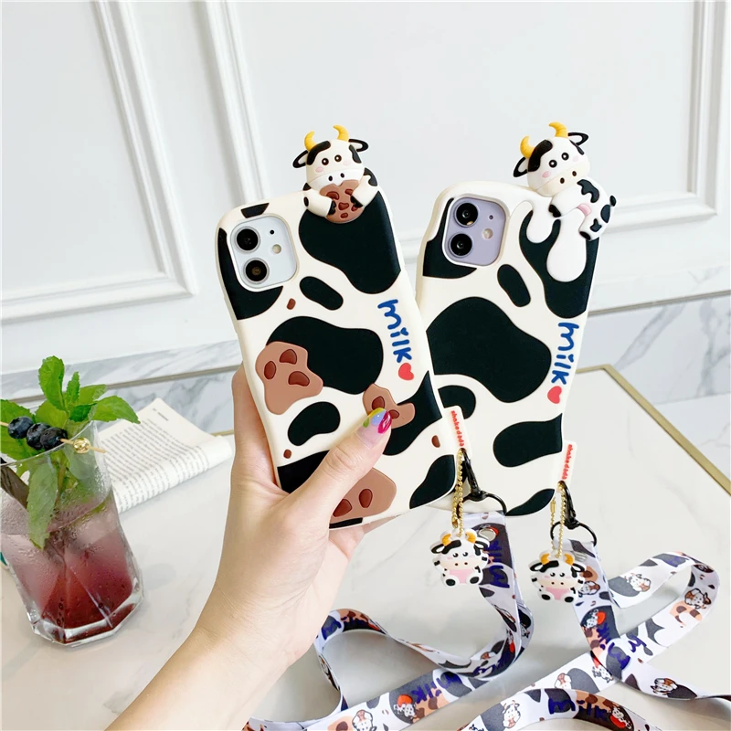 Мультфильм милый 3D печенья питающихся из коровьей кожи + ремень кукла Мягкий