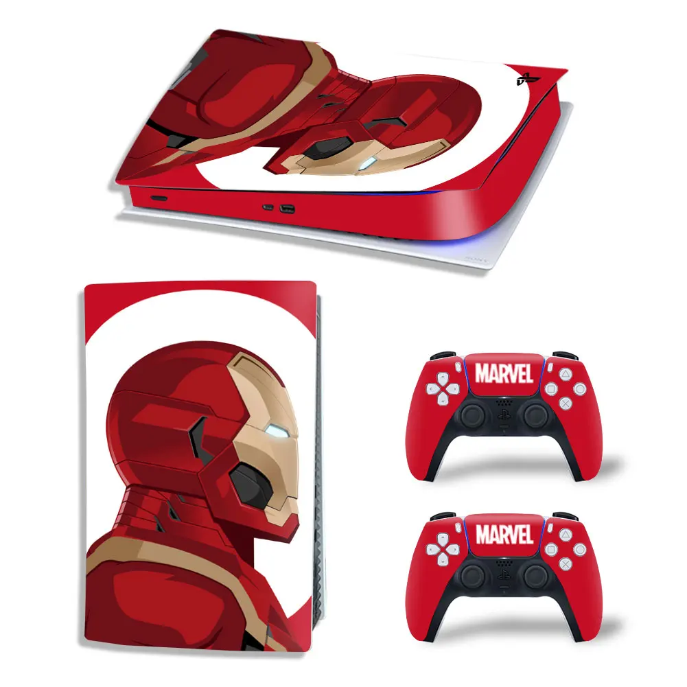 Marvel Iron Man PS5 Digital Edition Skin Sticker Decal Cover for PlayStation 5 Console and 2 Controllers PS5 Skin Sticker Vinyl