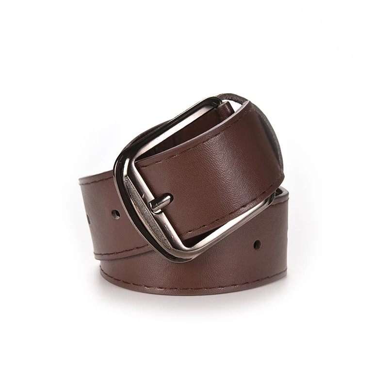 Темно-коричневый 1Pcs Fashion Metal Buckle Dress Casual Leather Belt Mens Casual Leather Belts - Цвет: Темно-коричневый