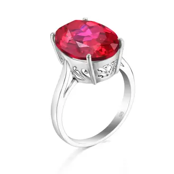 

2020 Fashion Sterling Silver 925 Ring For Women Oval Sparkling Ruby Ring Anniversary Classic Handmade Fine Jewelry Gift For Girl