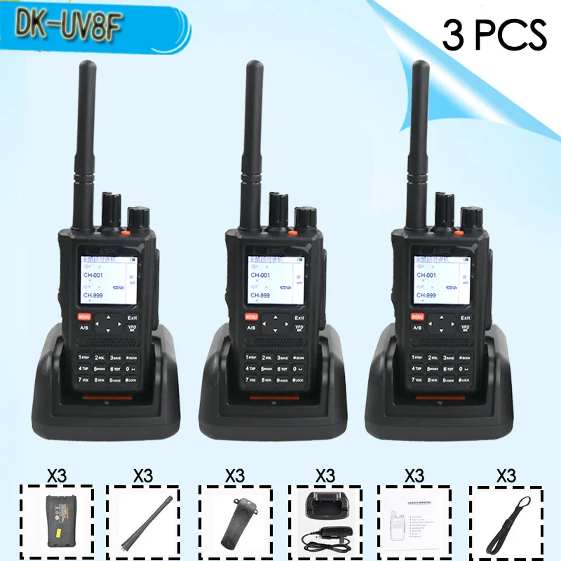 3 PCS 3 шт. DK UV 8F портативная мощная рация 10 км CB радиостанция yaesu sq трансивер VHF dmr ham Radio comunicador - Цвет: 3 PCS