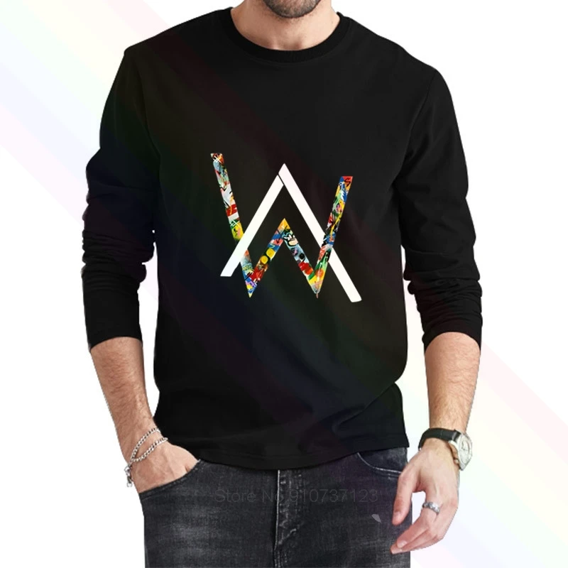 Camiseta negra clásica con Logo de Alan Walker para hombre, camisetas populares de manga para verano, nuevas, Unisex, 2021|Camisetas| - AliExpress