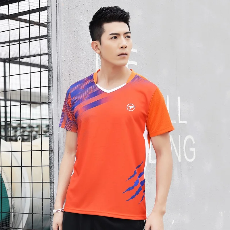 Man 1 shirt Новые футболки для бадминтона для мужчин/женщин, спортивная рубашка теннисные майки, футболка для настольного тенниса, быстросохнущие спортивные футболки для тренировок A121 - Цвет: Man 1 shirt
