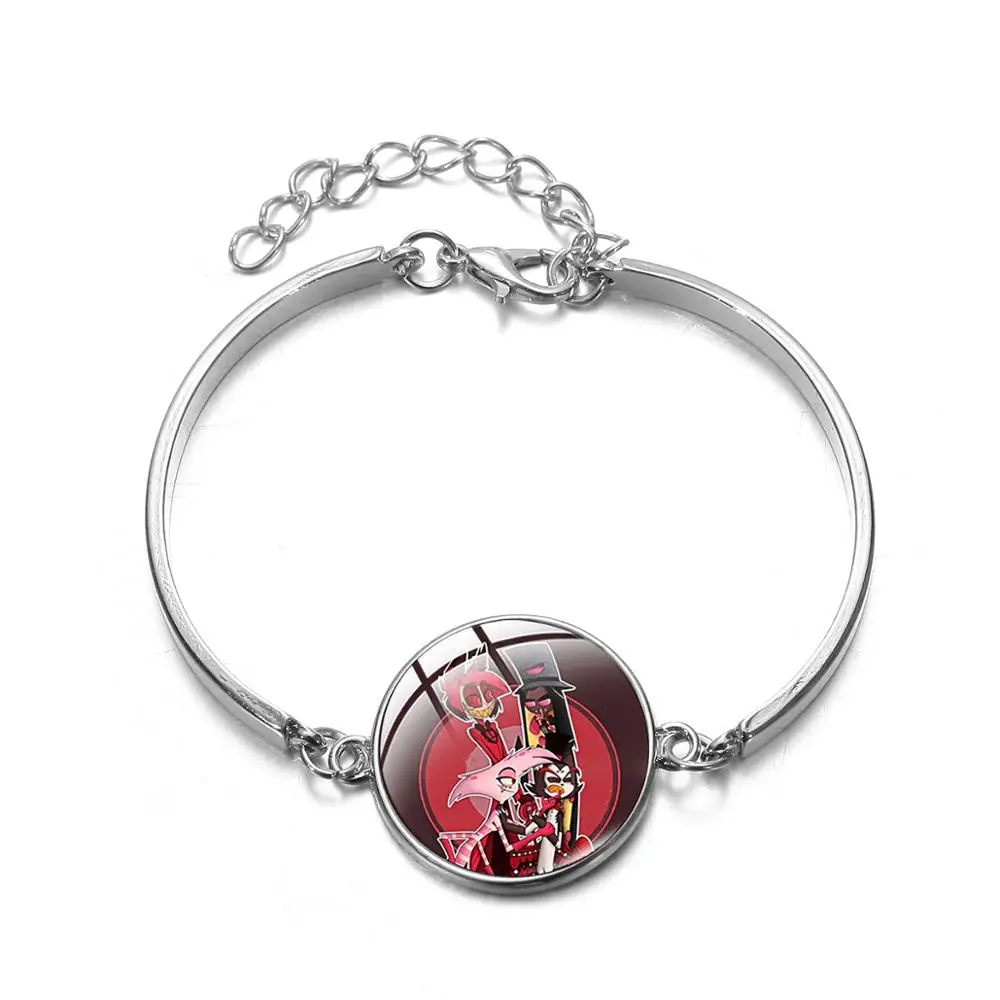 SONGDA Hazbin отель Charlotte Vaggie Angel Alastor браслет& браслет готический розовый мультфильм печати стекло драгоценный камень наручные украшения для фанатов - Окраска металла: Style 8
