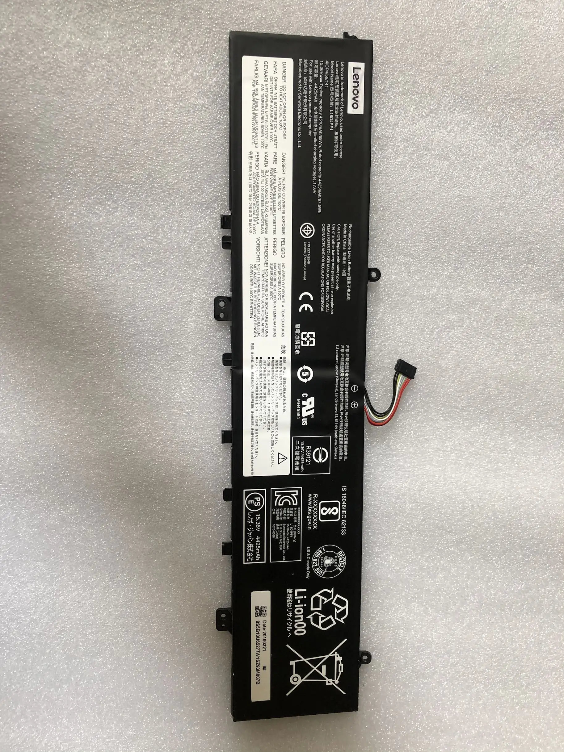 

Новый оригинальный аккумулятор для LENOVO IdeaPad S740-15IRH 5B10T83738, 5B10U65276, 5B10W67244, 5B10W69461, L18M4PF1, SB10W67267 69WH