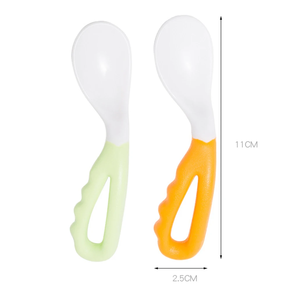 2Pcs Baby Self Feeding Spoons Curved handle Perfect for little ones aged 6 months Safety material Increase your babys appetite