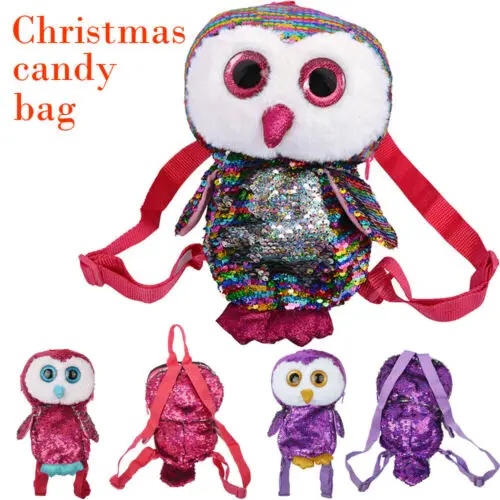 Новая сумка с блестками в виде совы рюкзак для рождественских конфет хранения