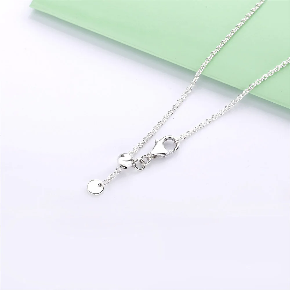 New 925 Sterling Silver Necklace Love Knotted Heart Woman Clavicle Chain Fit Bead Charm DIY Jewelry Gift
