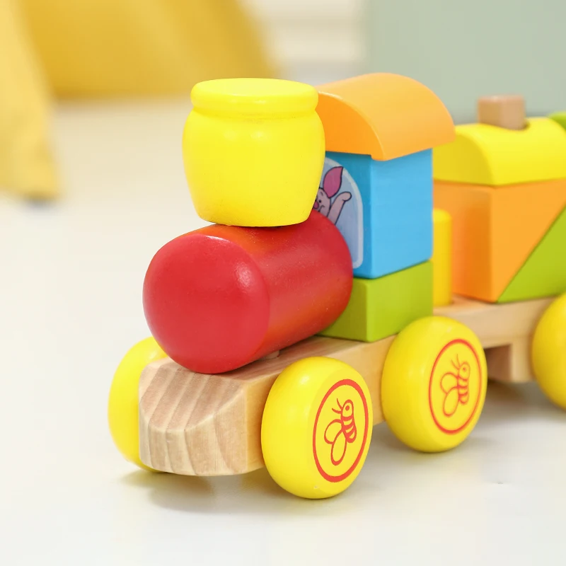 

Colorful Geometric Figure Digital Wooden Train Toy Children's Early Education Building Blocks Montessori Baby Cognitive Toy Gift