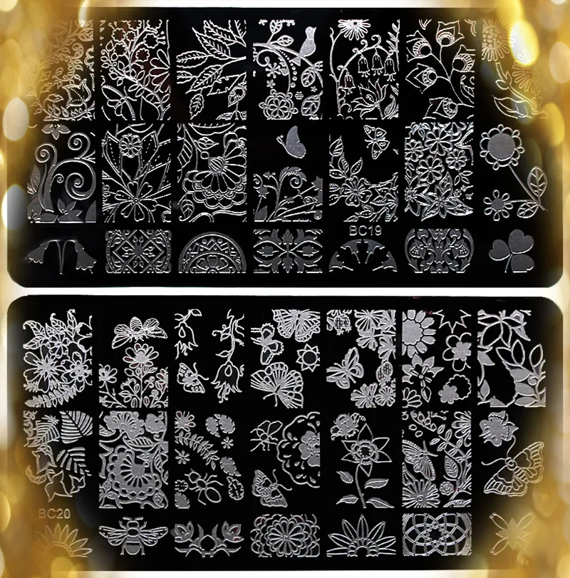 Nail Art Stamping plates equipment, 2pcs Stainless Steel Image Nail Stamping Plates/ Nail Stamp Template Tools BC19