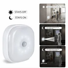 10 светодиодный s PIR датчик движения Ночной светильник светодиодный светильник для спальни кухни Магнитный шкаф светильник беспроводной коридор лестничный светильник