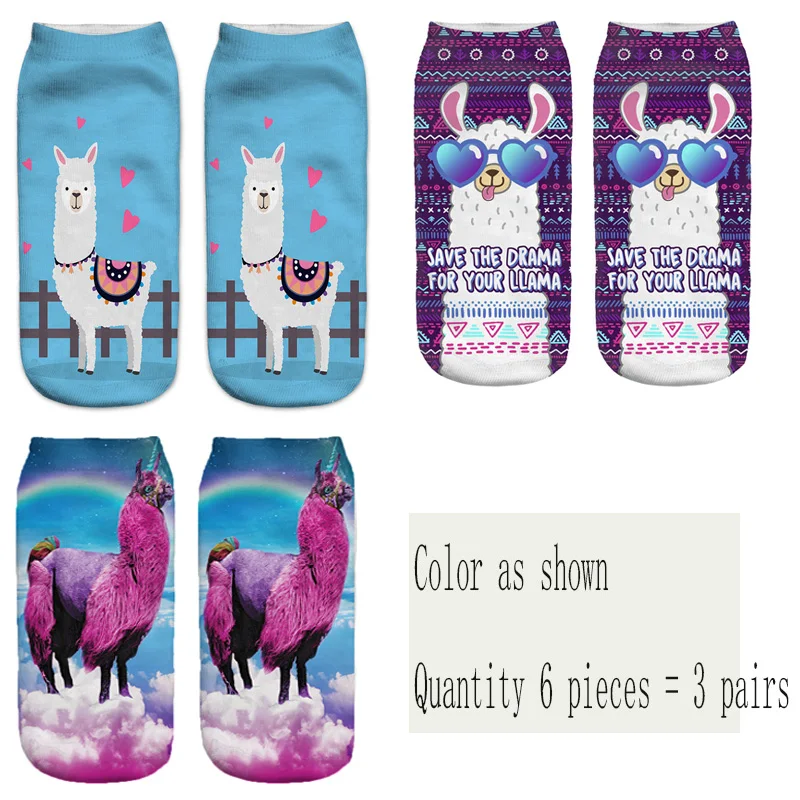 Cute funny animal print women's socks 3D three-dimensional pattern sheep unicorn camel cartoon socks gift new beautiful - Цвет: Style as shown