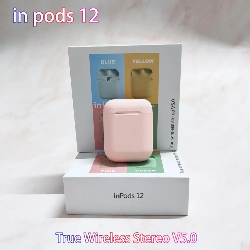 Pink inpods 12 I666 беспроводные наушники inpods 12 TWS Bluetooth 5,0 гарнитура сенсорный всплывающий наушник с микрофоном fone de ouvido - Цвет: Pink inpods 12