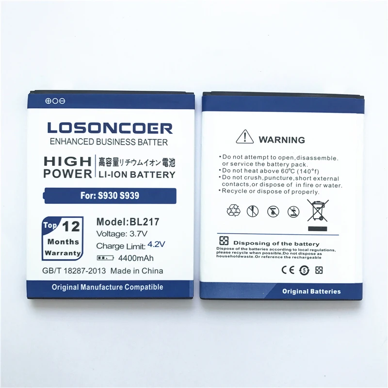 LOSONCOER 4400 мАч BL217 батарея для lenovo S930 S660 S938t S939 Замена литий-ионная батарея для телефона