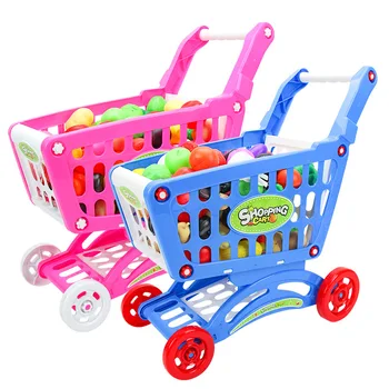 

Simulation Supermarket Shopping Cart trolleys with Fruit Vegetable Kitchenware Children's play house Toys Birthday gifts