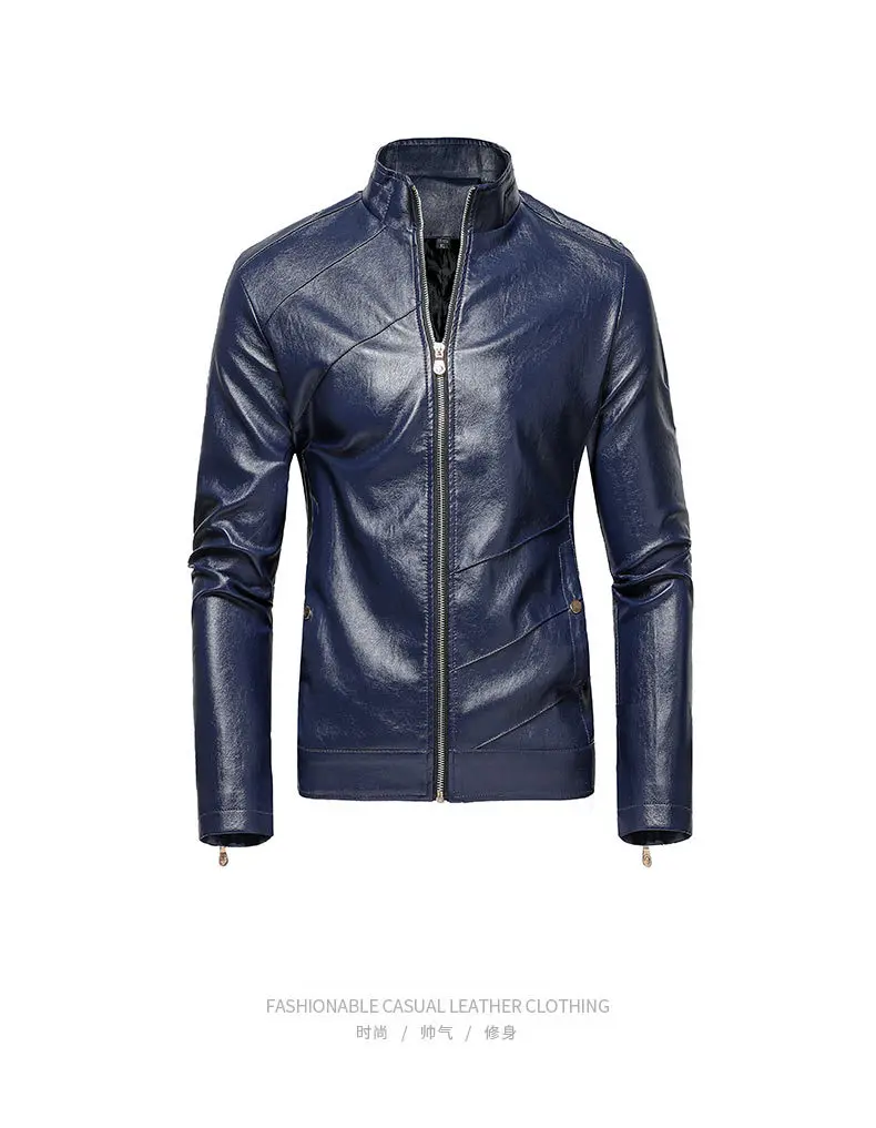 New Style Autumn And Winter MEN'S Leather Clothing Stand Collar Pu Locomotive Leather Coat Jacket