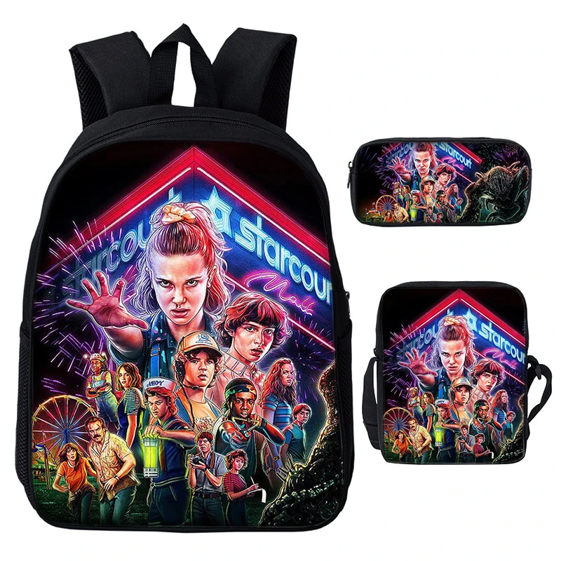 

3D Print Mochila Stranger Things Backpack /Pencil Case 3PCS/Set School Bags For Teenage Girls Bookbag Zipper Casual Kids Pouch