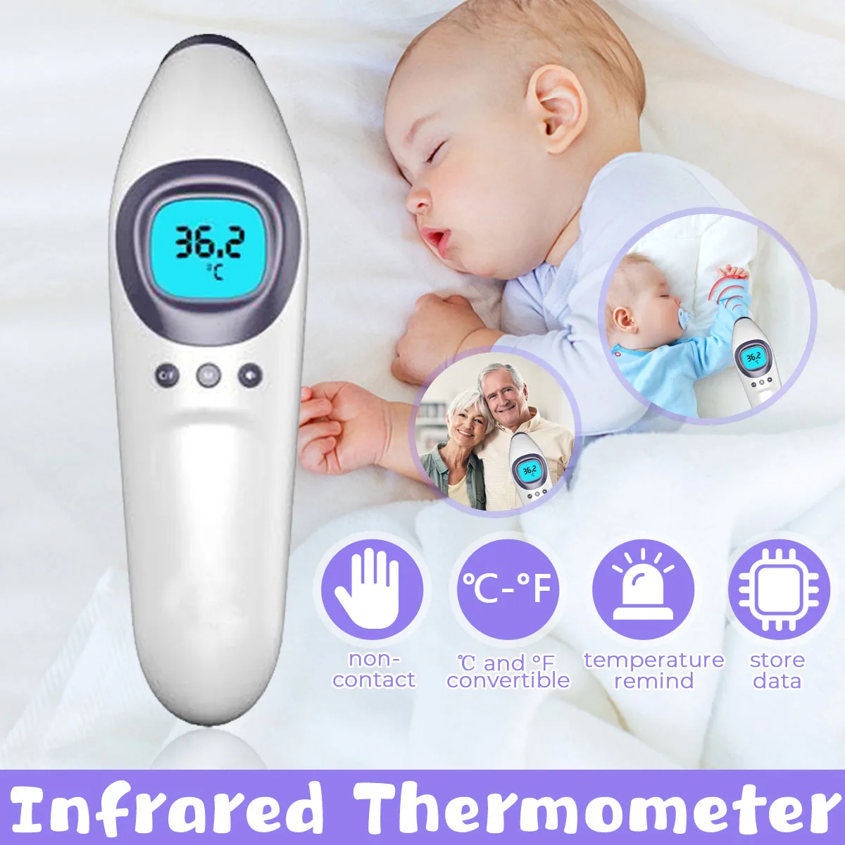 

Digital Medical Infrared Thermometer Forehead Fever Baby Portable Non-contact child Handheld Body/Object Temperature Measure