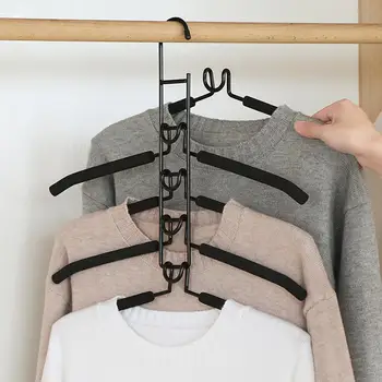 

5 In 1 Province Space Multi-functional Multi-layer Hanger Non-slip Artifact Storage Hook Folding Wardrobe Magic Support K7P7