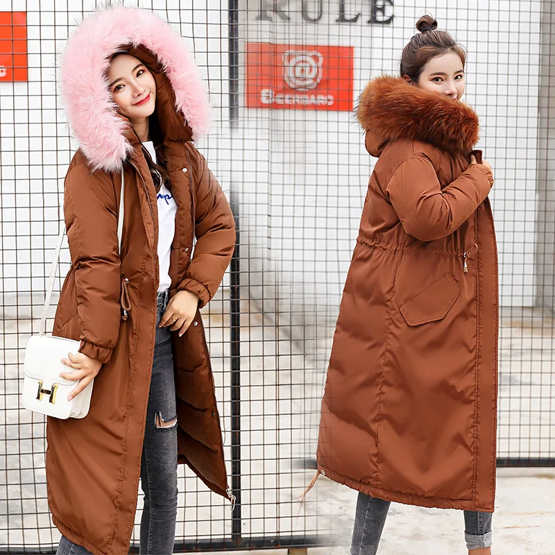 

2018 Winter New Style Korean-style Slim Fit Loose And Plus-sized Cotton Coat lin shanshan Celebrity Style X-long down Feather Co