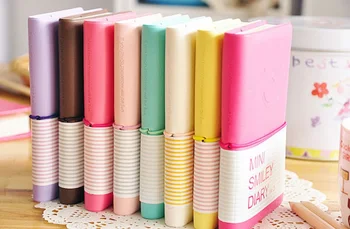 

Imitation Leather Candy Colored Smile Notebook Smile Expression Leather Case Notepad With Rope