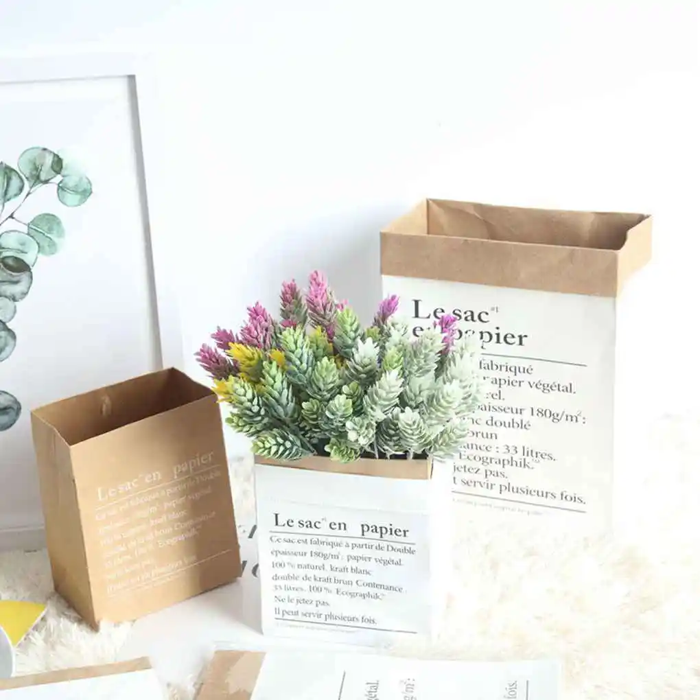 Nordic Style Kraft Paper Vase Double-Layer Thickened Plant Flower Potted Storage Bag Home Wedding Party Decoration | Дом и сад