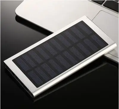 Тонкий внешний аккумулятор 10000 мА/ч, солнечное зарядное устройство 10000 мА/ч, портативное зарядное устройство для мобильного телефона, аккумулятор - Цвет: Серебристый