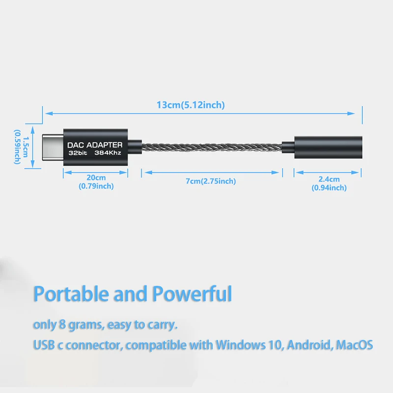 Realtek ALC5686 USB Type C DAC HiFi Digital Headphone Amplifier Amp 3 5mm Output SNR 125dB PCM 32b 384kHz For Android Windows