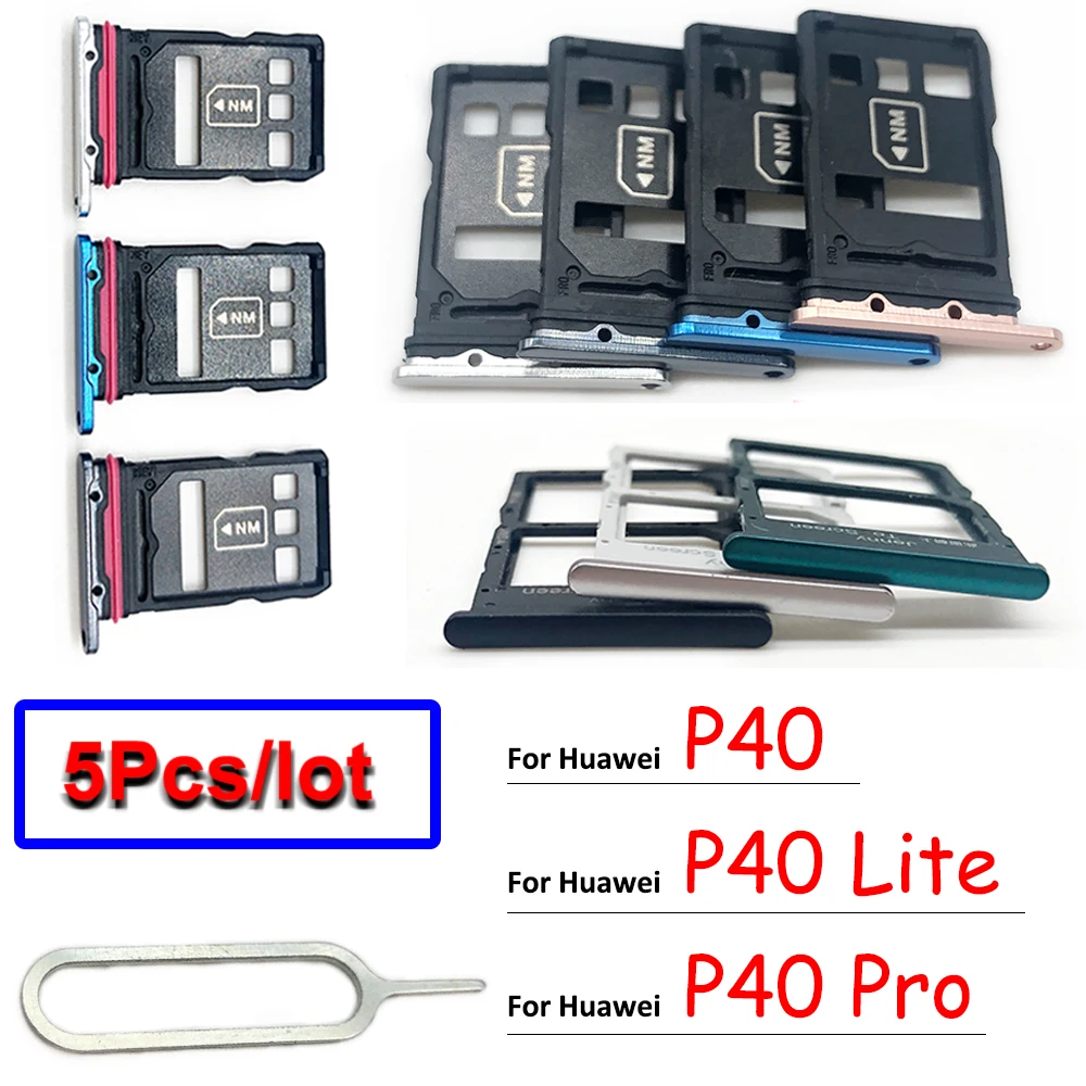 

5Pcs/lot，NEW Replacement SIM Card Tray Slot Holder Adapter Accessories With Pin For Huawei P40 Lite P40 Pro Mobile Phone Adapter
