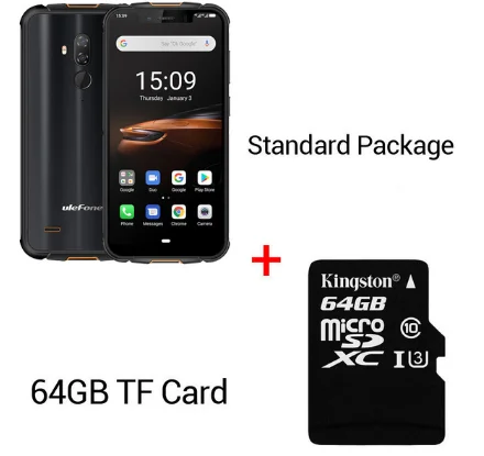 Ulefone Armor 5S 5,85 ''водонепроницаемый IP68 NFC прочный MT6763 Otca-core Android 9,0 4 Гб+ 64 Гб Беспроводная зарядка 4G LTE мобильный телефон - Color: Black N 64GB Card
