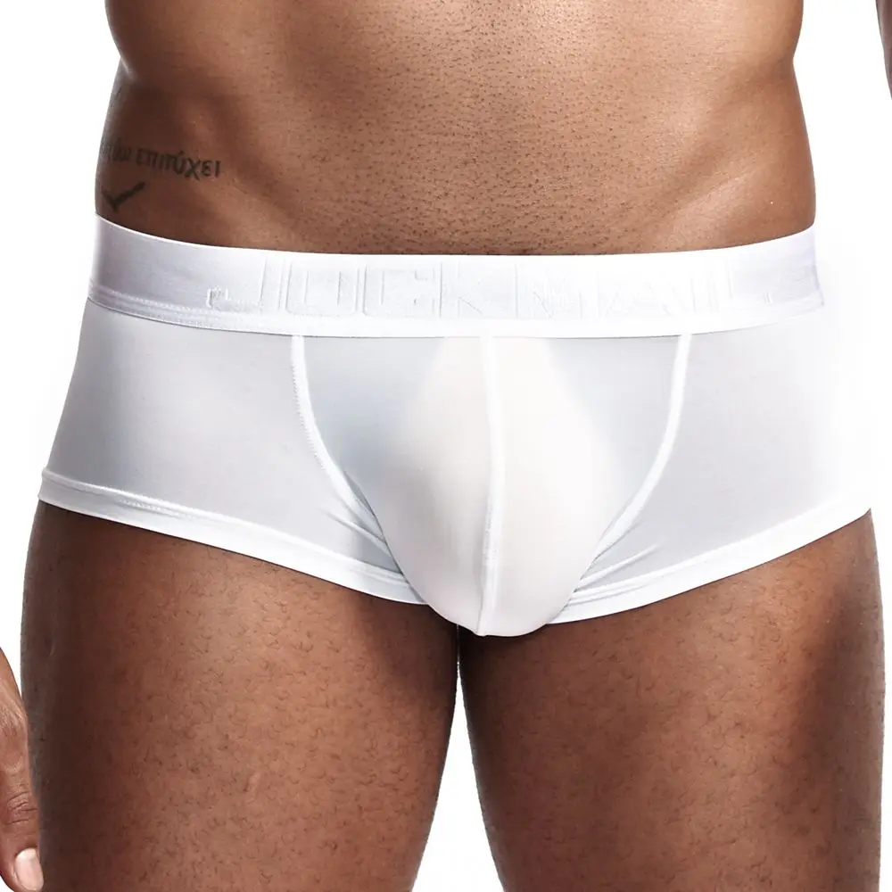 Белый JOCKMAIL, ультратонкое сексуальное нижнее белье, мужские боксеры, одноцветные, выпуклые, мужские трусы, Короткие трусы, мужские трусы-боксеры - Цвет: Белый
