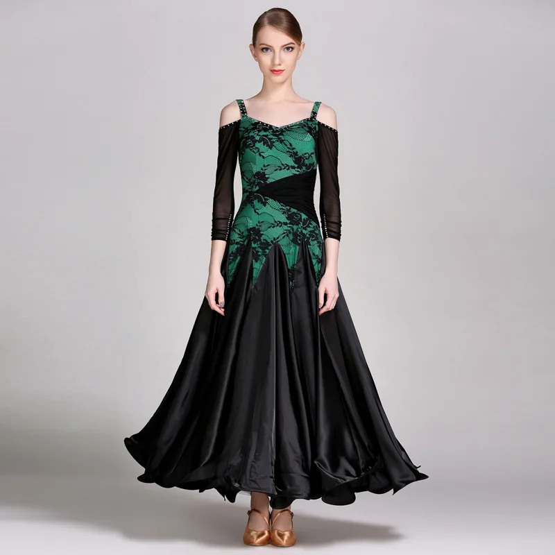 Black green Модное дизайнерское женское платье для танцев, бальных выступлений - Цвет: Black green