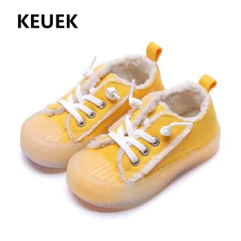 

New Baby Warm Plush Snow Cotton Shoes Toddler Flats Children Winter Canvas Casual Shoes Boys Sneakers Girls Kids Sports 019